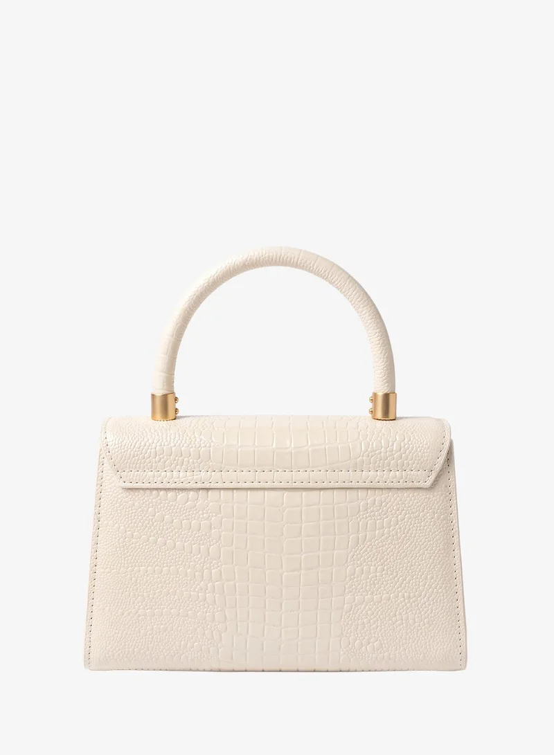 ايلا White Croc Print Satchel With Top Handle And Strap