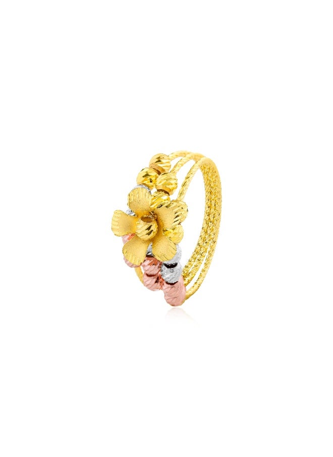 BAFLEH JEWELLERY Wear the Bloom Handcrafted 3 Tone Flower Ring in 22kt Gold  - Image 1