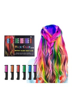 SYOSI Hair Chalk Comb for Girls Kids, 6 Pcs Temporary Bright Hair Color for Kids Girls Gifts Age 4 5 6 7 8 9 10+, Washable Hair Dye for New Year Children's Day Birthday Gift Cosplay  - Image 1