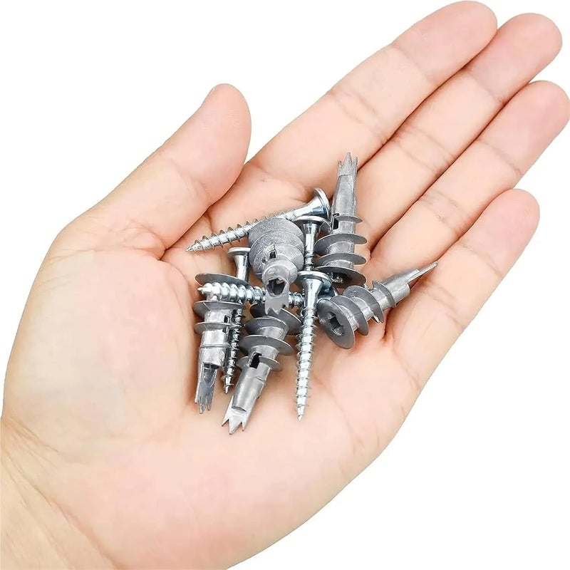 Self-Drilling Anchor 100pcs Zinc Alloy Plasterboard Drywall Anchor Hollow Wall Self-Drilling Plug with Tapping Screw Bolt - Image 2