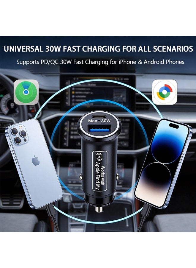 Car Charger GPS AirTag tracker Dual System AirTags Apple Find My & Android Google Find Hub Tracker 30W Fast Charging Compatible Cigarette lighter Anti-Lost Air Tag vehicle Locator Multi-Device Car Charger tracking device - Image 2