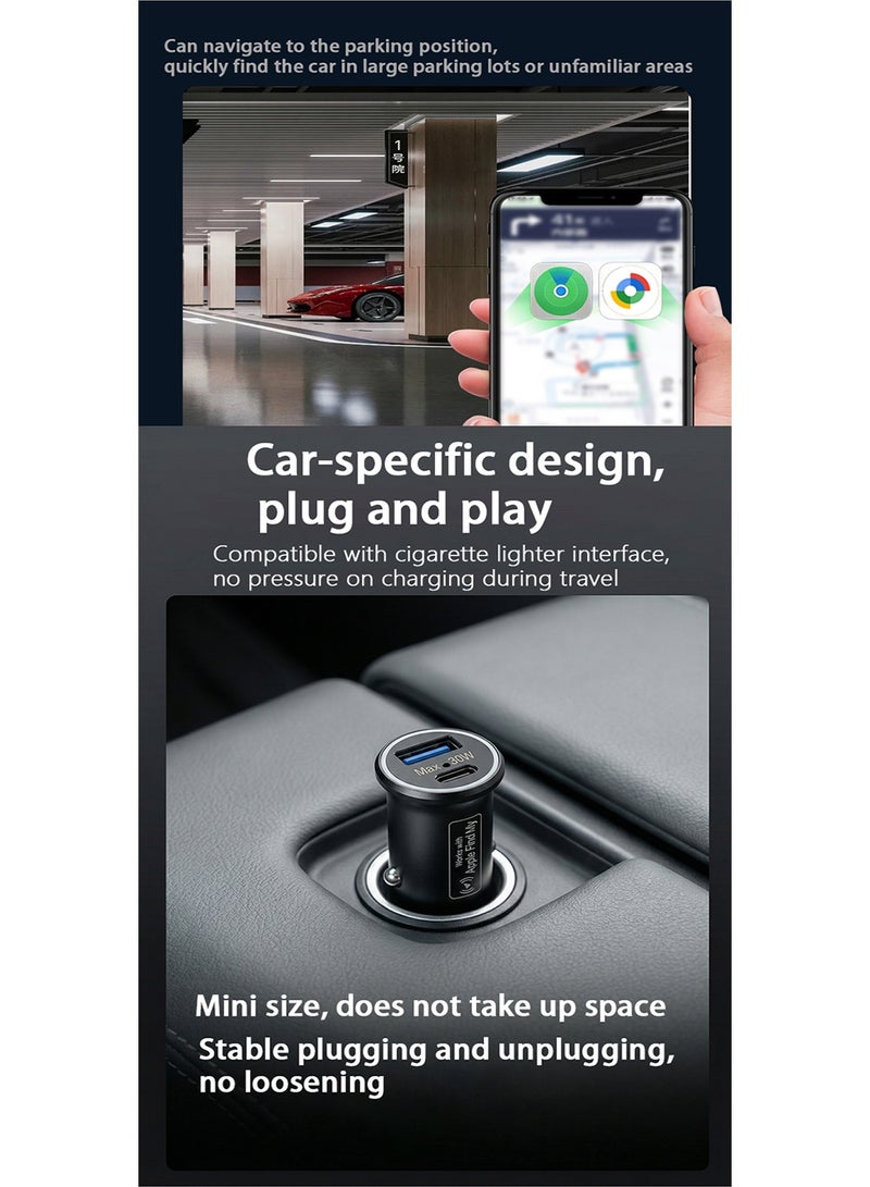 Car Charger GPS AirTag tracker Dual System AirTags Apple Find My & Android Google Find Hub Tracker 30W Fast Charging Compatible Cigarette lighter Anti-Lost Air Tag vehicle Locator Multi-Device Car Charger tracking device - Image 4