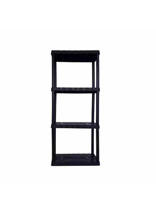 Tactix 4-Tier Freestanding Rectangular Plastic Shelving Rack Black 126.2 x 35.6 x 56 cm 320400 - Image 1