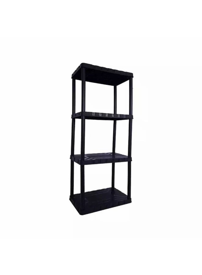 Tactix 4-Tier Freestanding Rectangular Plastic Shelving Rack Black 126.2 x 35.6 x 56 cm 320400 - Image 4