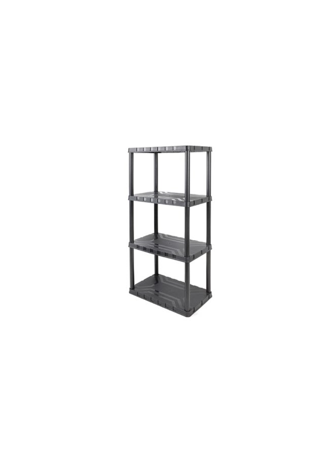 Tactix 4-Tier Freestanding Rectangular Plastic Shelving Rack Black 126.2 x 35.6 x 56 cm 320400 - Image 2