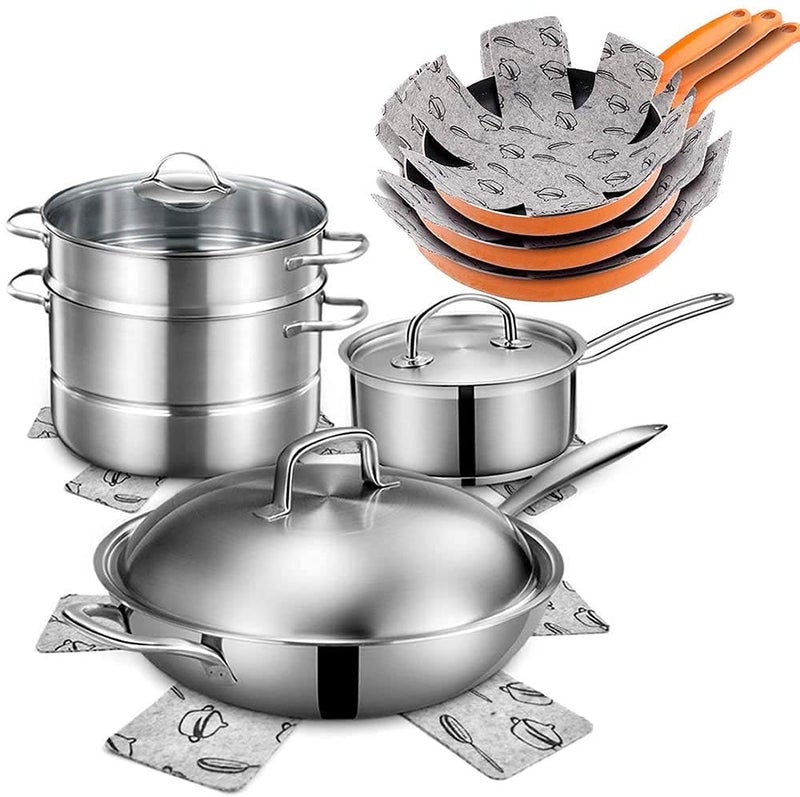 XUTONG Pot and Pan Protectors, Set of 12 and 3 Different Size, Cookware Protector Set/Pots and Pans Dividers/Pans Separator Anti-Slip to Avoid Scratching or Marring When Stacking - Image 2