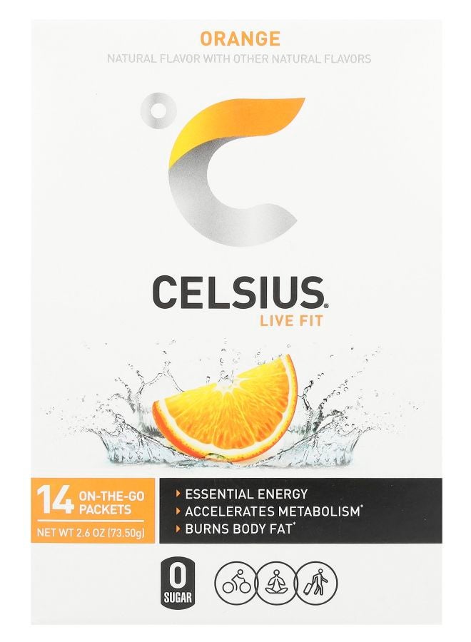 CELSIUS Live Fit Orange 14 On-The-Go Packets 0.19 oz (5.25 g) Each - Image 1