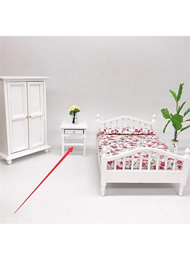 EatingBiting 1:12 Dollhouse Miniature Furniture Bedroom White Wood Bedside Table Nightstand Modern Wooden Bedroom Nightstand Cabinet Dollhouse Accessories With Removable Drawer - Image 5