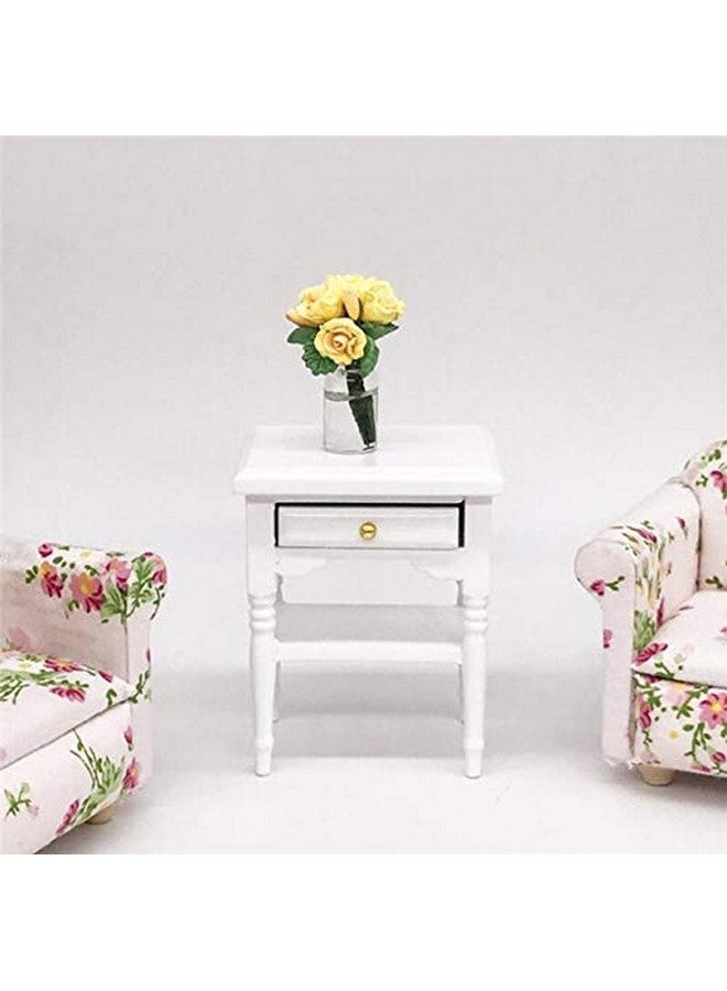 EatingBiting 1:12 Dollhouse Miniature Furniture Bedroom White Wood Bedside Table Nightstand Modern Wooden Bedroom Nightstand Cabinet Dollhouse Accessories With Removable Drawer - Image 4