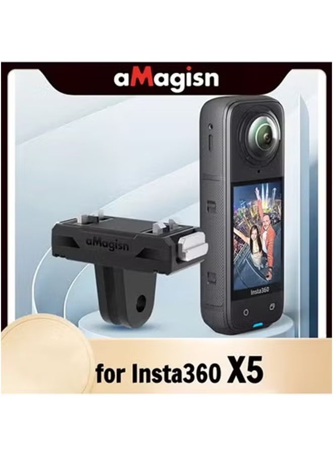 aMagisn Magisn Quick Release Mount for Insta360 X5,Plastic Magnetic Base with 1/4 and 2-prong Adapter for Insta 360 X5 Accessories - Image 1