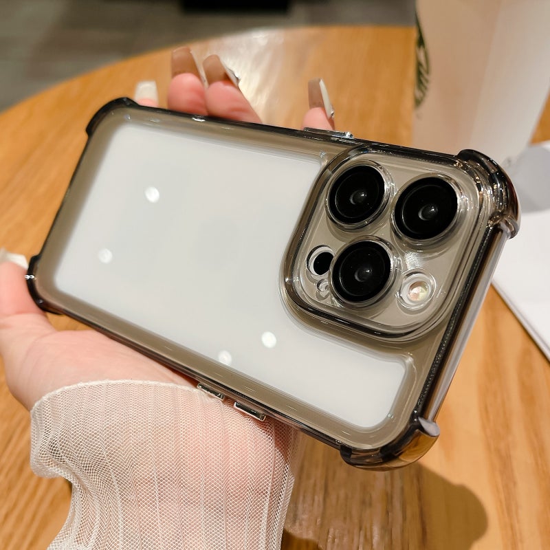 HuHa Protective Cover For iPhone 14 Pro Max Clear Acrylic + TPU Shockproof Phone Case(Transparent Black) - Image 1
