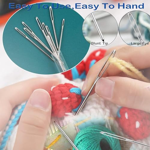 SKINPLUS 9 Piece Stainless Steel Yarn Knitting Needles, Sewing Needles, Crafting Knitting Weaving Stringing Needles - Image 5