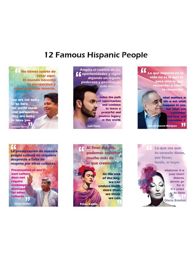 1step2dream Spanish English Hispanic Heritage Month Posters for Classroom | Motivational Posters for Classroom | Inspirational Hispanic Quotes | School Decorations Watercolor - Image 4