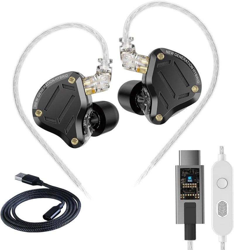 KZ ZS10 Pro 2 4BA+1DD Driver USB C Hybrid Gaming Headset with Dual Microphone, Deep Bass Comfortable for Mobile Gaming - Built-in DSP Sound Card with 4 Equalization Modes - Image 1
