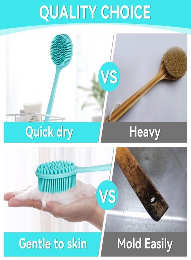 draval Silicone Shower Brush with Long Handle, Non-Stick Scrubber for Dishwasher and Microwave, multicolor - Image 2