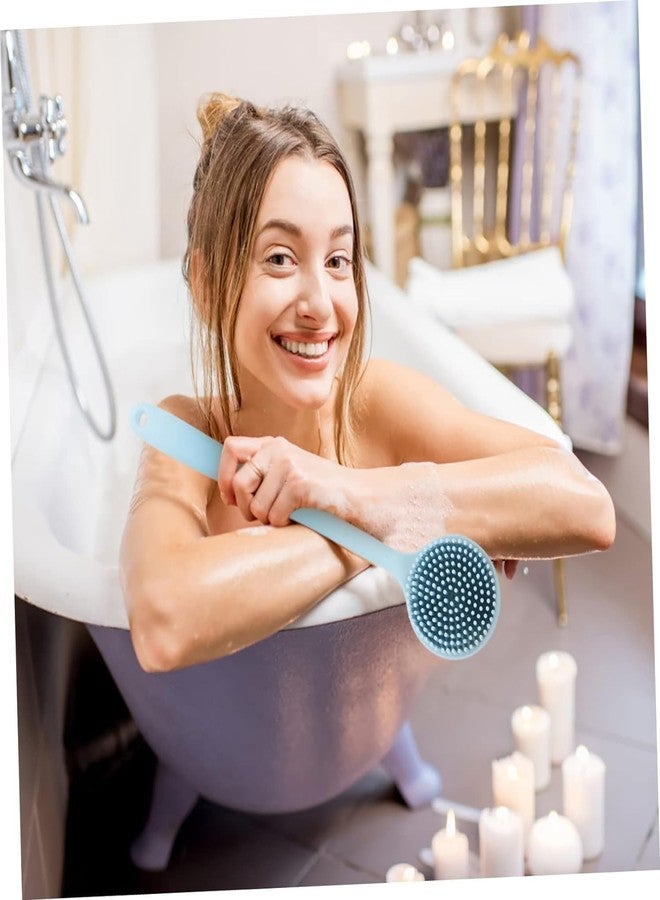 draval Silicone Shower Brush with Long Handle, Non-Stick Scrubber for Dishwasher and Microwave, multicolor - Image 4
