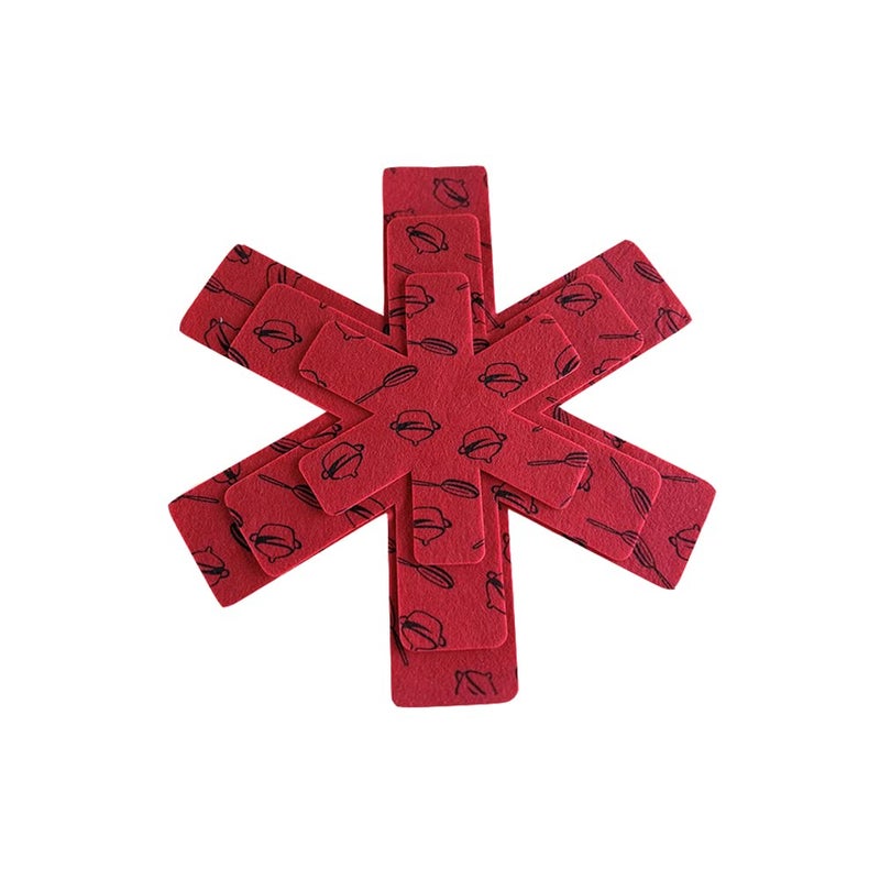 SEIWEI Pot and Pan Protectors Set of 12 Fabric Star Red