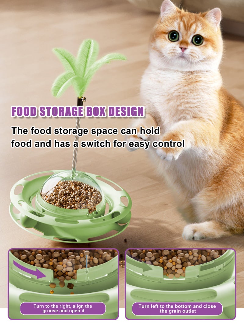 أوربازار لعبة قطط تفاعلية للقطط المنزلية، كرات لعب قطط دوارة بثلاث مستويات مع 3 كرات ملونة، لعبة دوارة للقطط ذات مسار دائري مع عصا من ريش القطط، مناسبة للقطط الصغيرة للصيد/المطاردة/ممارسة الرياضة (أخضر) - Image 4