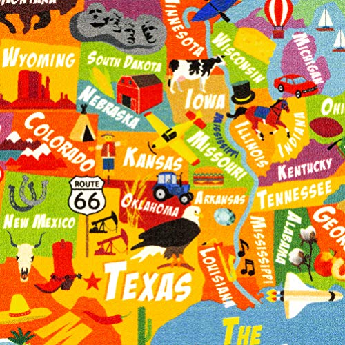 KC Cubs 3x5 USA United States Map Toy Car Road Rug Educational Play Mat Carpet for Kids Toddlers Nursery Classroom Playroom Baby Daycare - Image 5