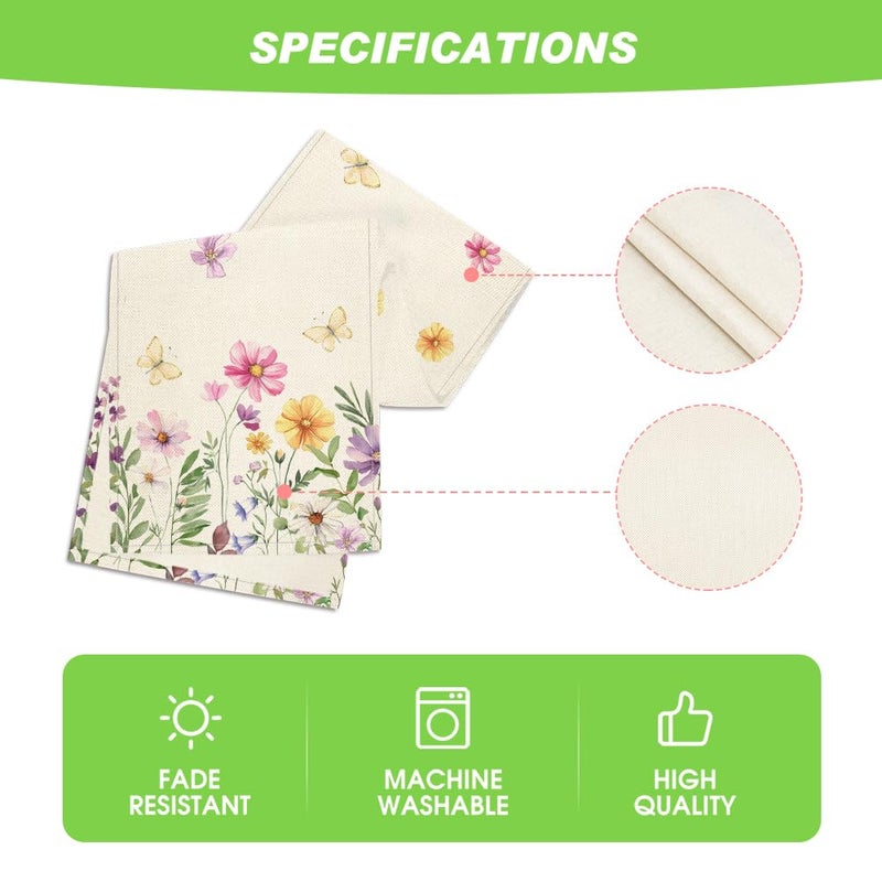 Artoid Mode Flowers Butterfly Spring Table Runner, Seasonal Summer Kitchen Dining Table Decoration for Home Party Decor 13x72 Inch - Image 5