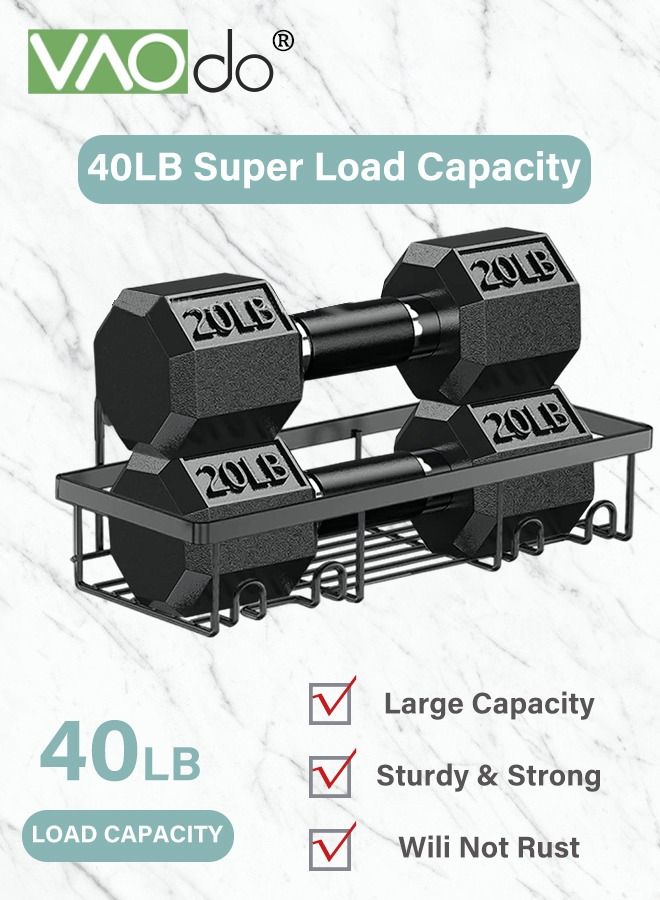VAOdo 4 قطع من أرفف الدش منظم الدش اللاصق بدون حفر سعة كبيرة مقاومة للصدأ من الفولاذ المقاوم للصدأ منظم الدش للحمام الداخلي باللون الأسود - Image 3