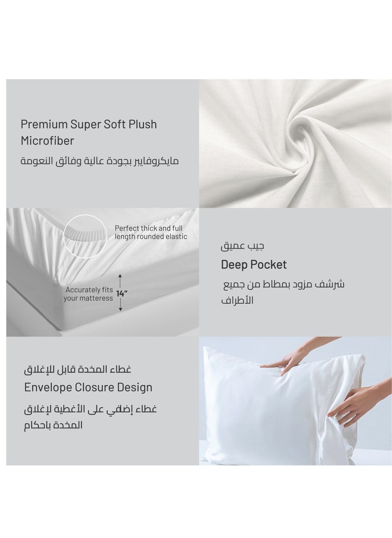 Donetella Duvet Set 6 Piece Double Size All Season Premium Solid Bedding Set With Zipper Closure Bed Duvet Covers and Corner Ties(Without Insert) Ivory  - Image 5