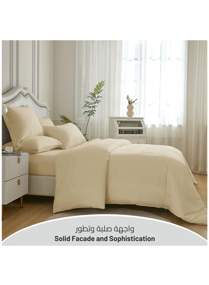 Donetella Duvet Set 6 Piece Double Size All Season Premium Solid Bedding Set With Zipper Closure Bed Duvet Covers and Corner Ties(Without Insert) Ivory