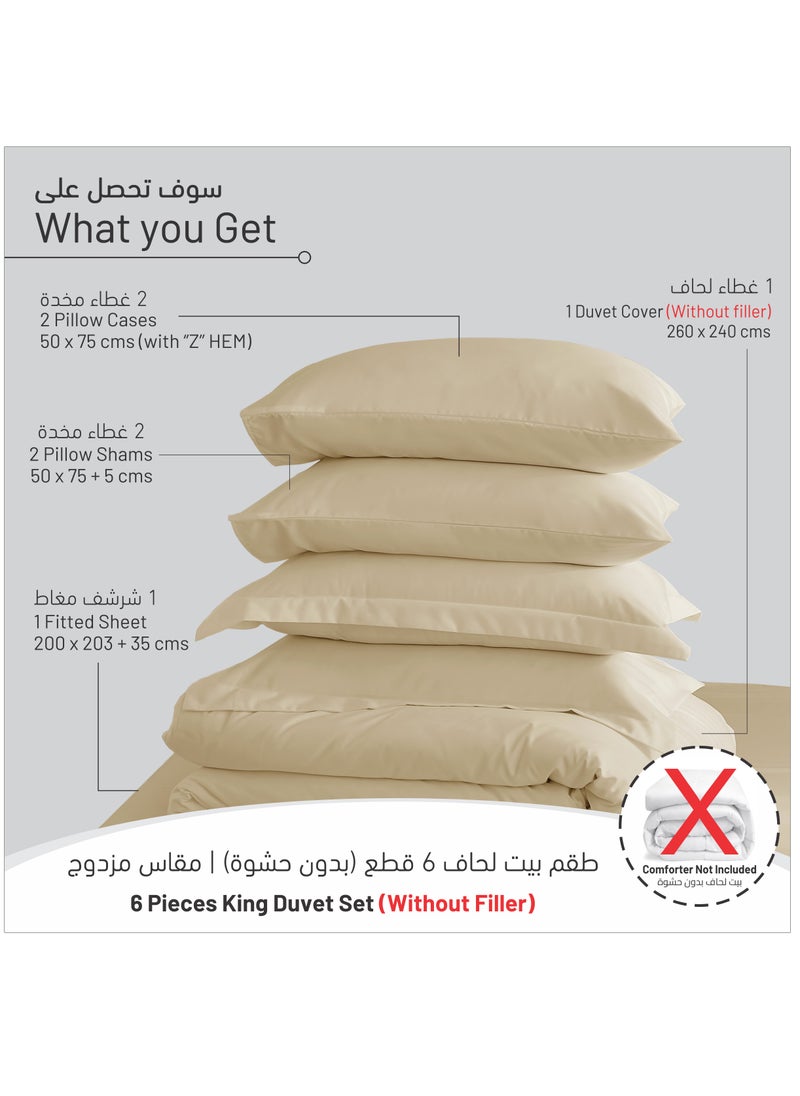 Donetella Duvet Set 6 Piece Double Size All Season Premium Solid Bedding Set With Zipper Closure Bed Duvet Covers and Corner Ties(Without Insert) Ivory  - Image 3