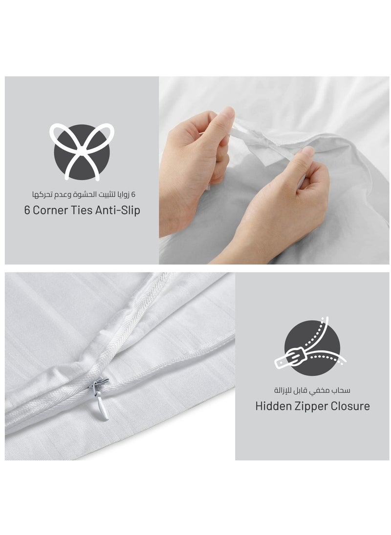Donetella Duvet Set 6 Piece Double Size All Season Premium Solid Bedding Set With Zipper Closure Bed Duvet Covers and Corner Ties(Without Insert) Ivory  - Image 4