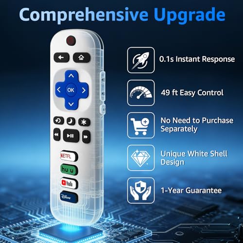 Wevove (Pack of 3) Replacement Remote Only for Roku TV with Soft Silicone Protective Cover (Glow in The Dark), Universal Remote for TCL/Onn/Hisense/Sharp/Element/Philips Roku Smart TV (Elegant White) - Image 3