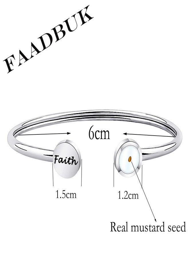 FAADBUK سوار حبة الخردل الصليبي من FAADBUK، هدية مسيحية، مجوهرات حبة الخردل الإيمانية، مجوهرات دينية ملهمة (سوار حبة الخردل الإيماني - صغير) - Image 2