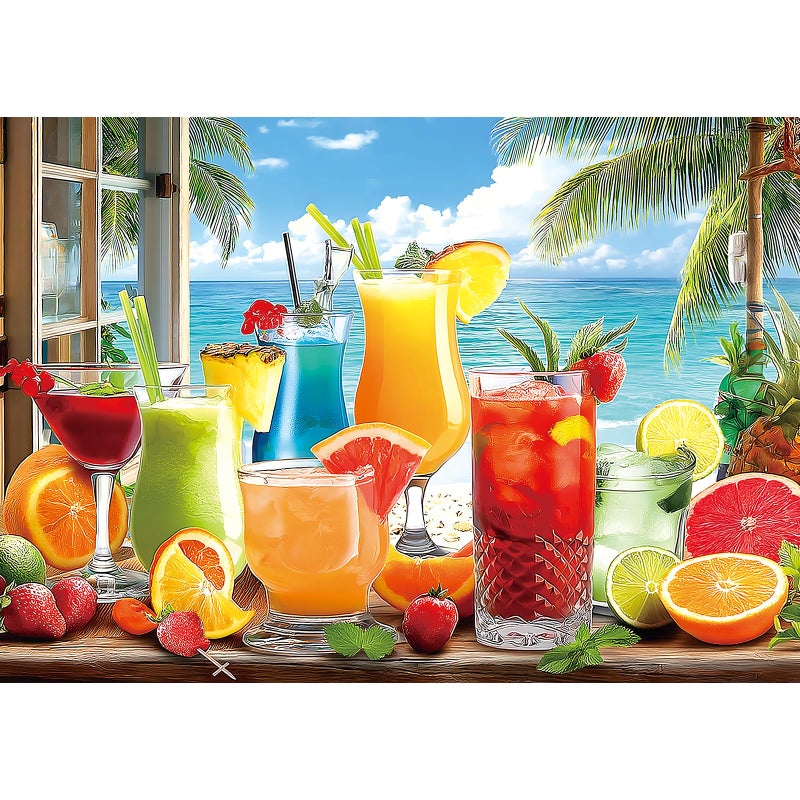 Blueforest Colorful Drinks 1000 Piece Jigsaw Puzzle for Adults Summer Tropical Beach Scene with Fresh Fruits Ocean Vibrant Coastal Art Perfect for Relaxation Home Decor275 x 197 - Image 3