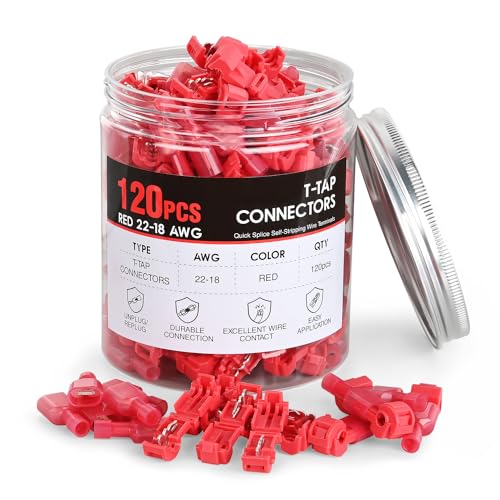 Nilight 120PCS60 Pairs Quick Splice Disconnect Wire Terminals TTap Spade Connectors Red 2216 AWG Male Female Fully Insulated Electrical Wire Crimp SelfStripping Kit - Image 1