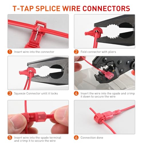 Nilight 120PCS60 Pairs Quick Splice Disconnect Wire Terminals TTap Spade Connectors Red 2216 AWG Male Female Fully Insulated Electrical Wire Crimp SelfStripping Kit - Image 3