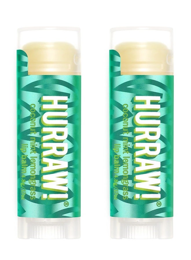 Hurraw! Coconut, Mint, Lemongrass (Pitta) Lip Balm, 2 Pack: Organic, Certified Vegan, Cruelty and Gluten Free. Non-GMO, 100% Natural Ingredients. Bee, Shea, Soy and Palm Free. Made in USA - Image 1