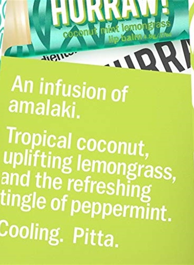Hurraw! Coconut, Mint, Lemongrass (Pitta) Lip Balm, 2 Pack: Organic, Certified Vegan, Cruelty and Gluten Free. Non-GMO, 100% Natural Ingredients. Bee, Shea, Soy and Palm Free. Made in USA - Image 2