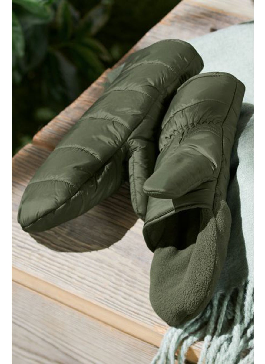 Tchibo - Women 1 Pair Quilted Folding Mittens, Dark Olive - Image 1