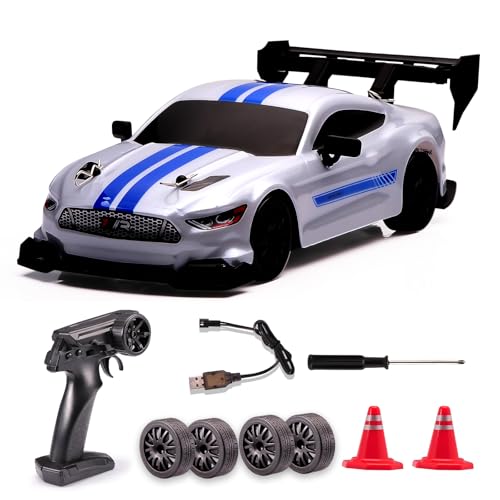jaming 1:24 Scale RC Drift Car,4WD 2.4GHz High Speed Racing Hobby Sport Toy Car Vehicle with LED Lights,Racing and Drift Wheels for Adult Boys Girls Kids Gift (8602-White) - Image 1