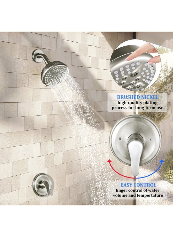 KINSE shower faucet set with shower valve，5-inch shower head 5 Spray Modes，shower kits with shower valve system，shower head with handle（Brushed Nickel ） - Image 3