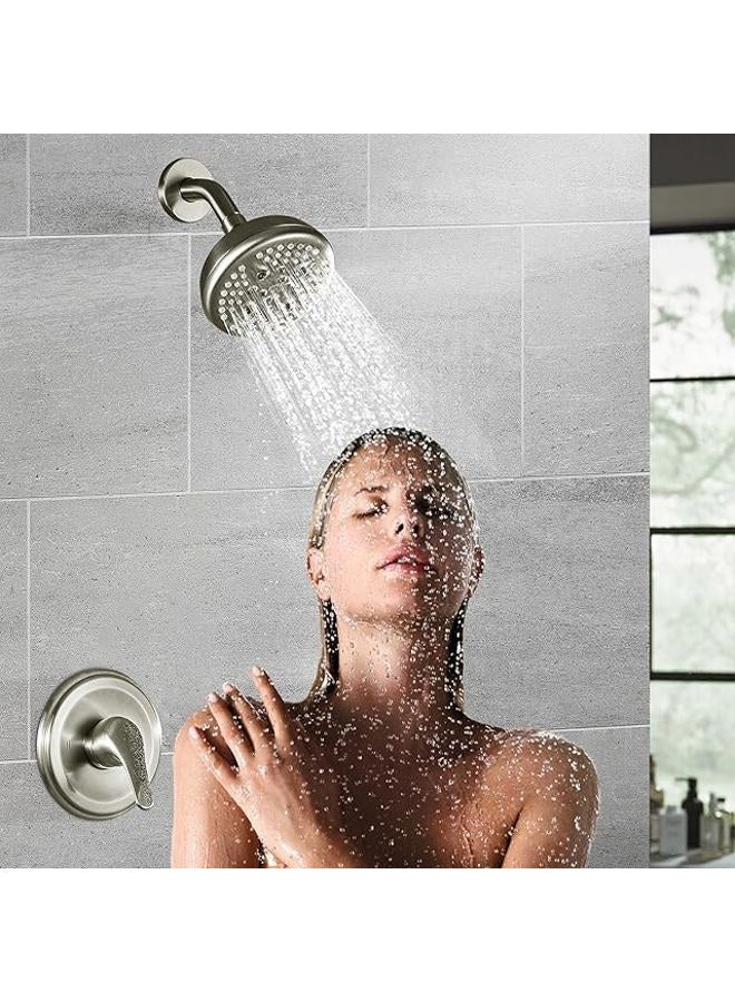 KINSE shower faucet set with shower valve，5-inch shower head 5 Spray Modes，shower kits with shower valve system，shower head with handle（Brushed Nickel ） - Image 2