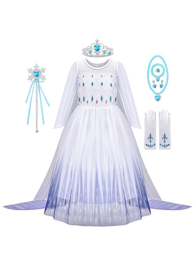 NIBEMINENT فستان إلسا بأسلوب فروزن للأميرة إلسا، فستان الفتاة إلسا، وفستان الأميرة البيضاء إلسا للأطفال - Image 1
