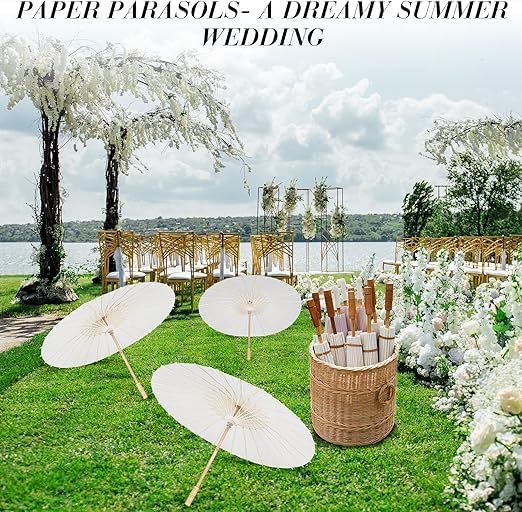 The Decor Affair 6-Pack Artistic silk Umbrellas | Oriental Style Parasol Collection for DIY Crafts, Oil silk Painting | Ideal for Weddings, Bridal Showers & Special Events Decor - Image 3