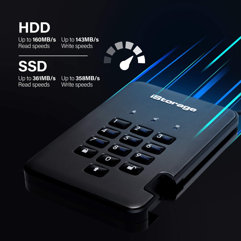 iStorage diskAshur PRO2 HDD سعة 5TB | قرص صلب محمول آمن | معتمد من FIPS المستوى 3 | محمي بكلمة مرور | مقاوم للغبار والماء | تشفير الأجهزة - Image 5