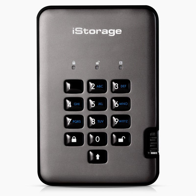 iStorage diskAshur PRO2 HDD سعة 5TB | قرص صلب محمول آمن | معتمد من FIPS المستوى 3 | محمي بكلمة مرور | مقاوم للغبار والماء | تشفير الأجهزة - Image 1
