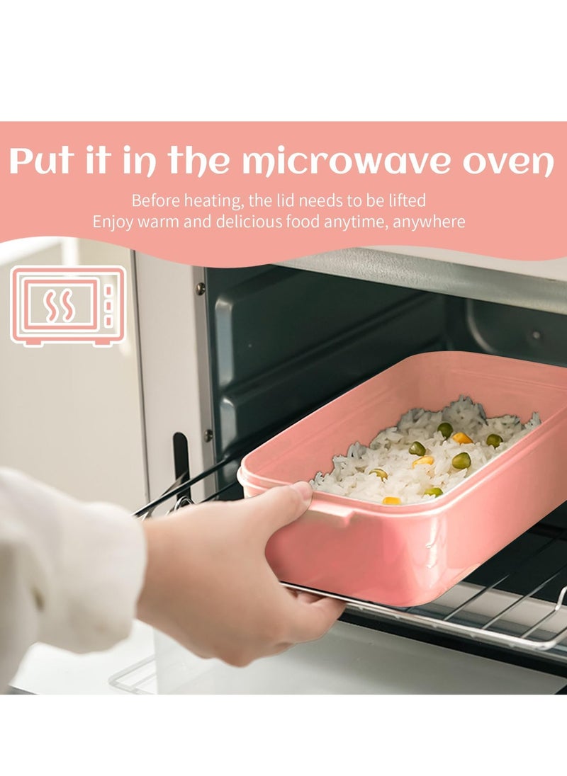 ROEIEIS Lunch Box,Leak-Proof Bento Box for Kids, BPA-Free Lunch Box Kids,Microwave & Dishwasher Safe Bento Box Adult,Durable Lunch Containers for Adults (Pink)  - Image 3