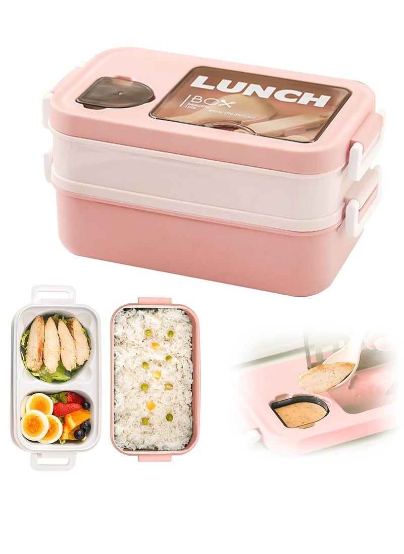 ROEIEIS Lunch Box,Leak-Proof Bento Box for Kids, BPA-Free Lunch Box Kids,Microwave & Dishwasher Safe Bento Box Adult,Durable Lunch Containers for Adults (Pink)  - Image 1