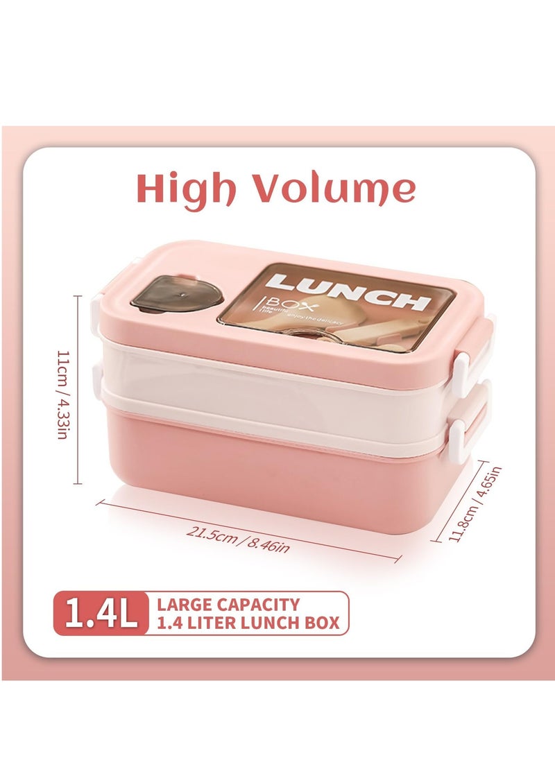 ROEIEIS Lunch Box,Leak-Proof Bento Box for Kids, BPA-Free Lunch Box Kids,Microwave & Dishwasher Safe Bento Box Adult,Durable Lunch Containers for Adults (Pink)  - Image 2