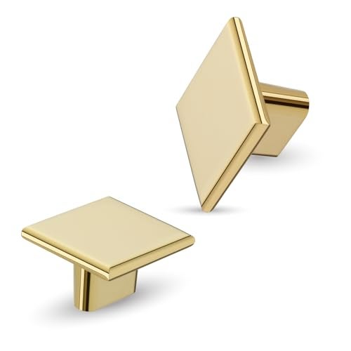 LAPO Drawer Knobs for Furniture | Square Cabinet Knob | Ideal for Kitchen & Dresser Use | PVD Gold Finish | Durable Decorative Hardware | 3 Years Warranty | Pack of 10 - Image 1