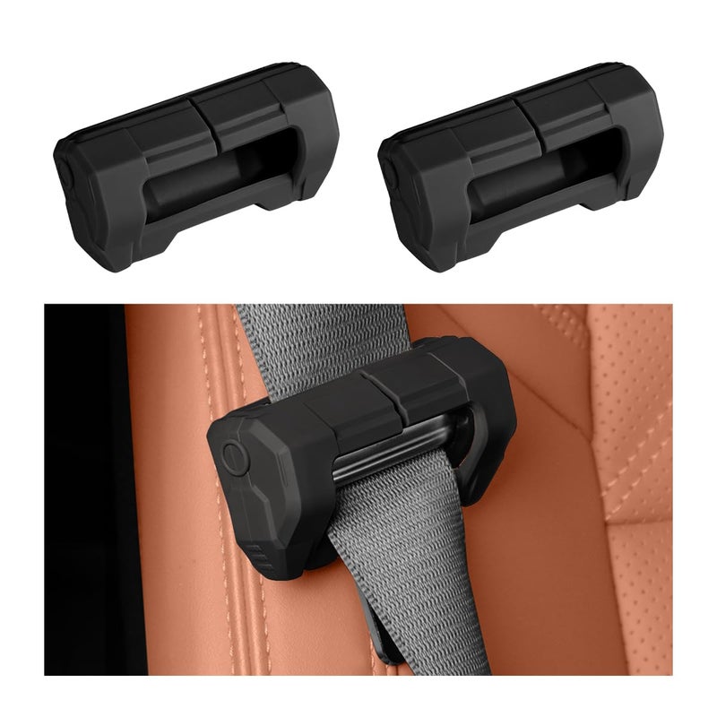 SHMZK 2PCS Car Seat Belt Buckle Covers AntiScratch Silicone Seatbelt Clip Protective Cover for Car Safety Universal Seat Belt Buckle Protector for Most Vehicles Car Accessories Black - Image 3
