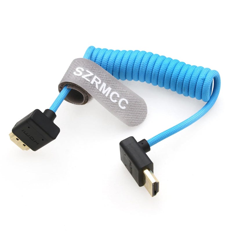 اس زد ار ام سي سي كابل 8K HDMI إلى HDMI بزاوية علوية وسفلية فائق السرعة ملفوف مضفر للكاميرا Z Cam E2 Sony FX6 FX9 Canon EOS C70 C300 Portkeys BM5 Atomos Ninjav V Shogun Monitor - Image 5